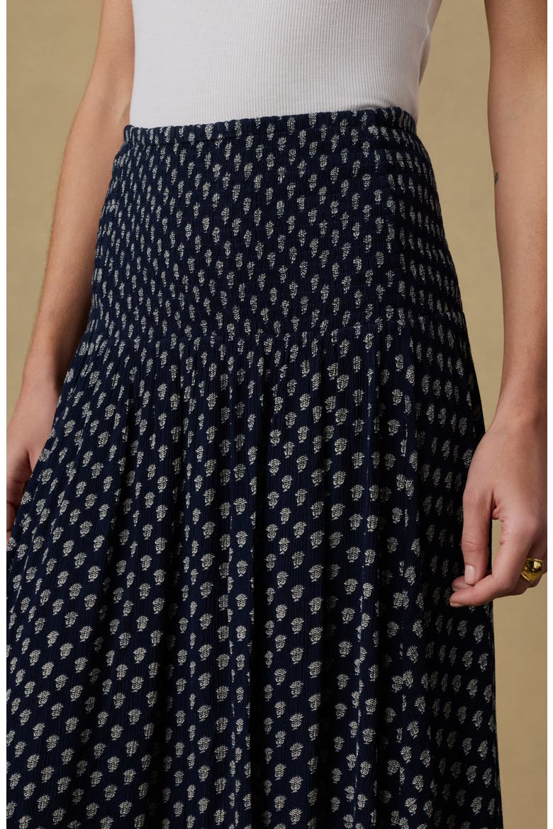Sophia Smocked Maxi Skirt, Alternate, color, NAVY LOTUS FLORAL