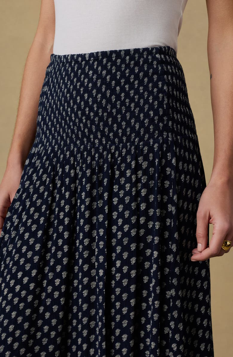 Faherty Sophis Smocked Waist Maxi Skirt, Alternate, color, Navy Lotus Floral