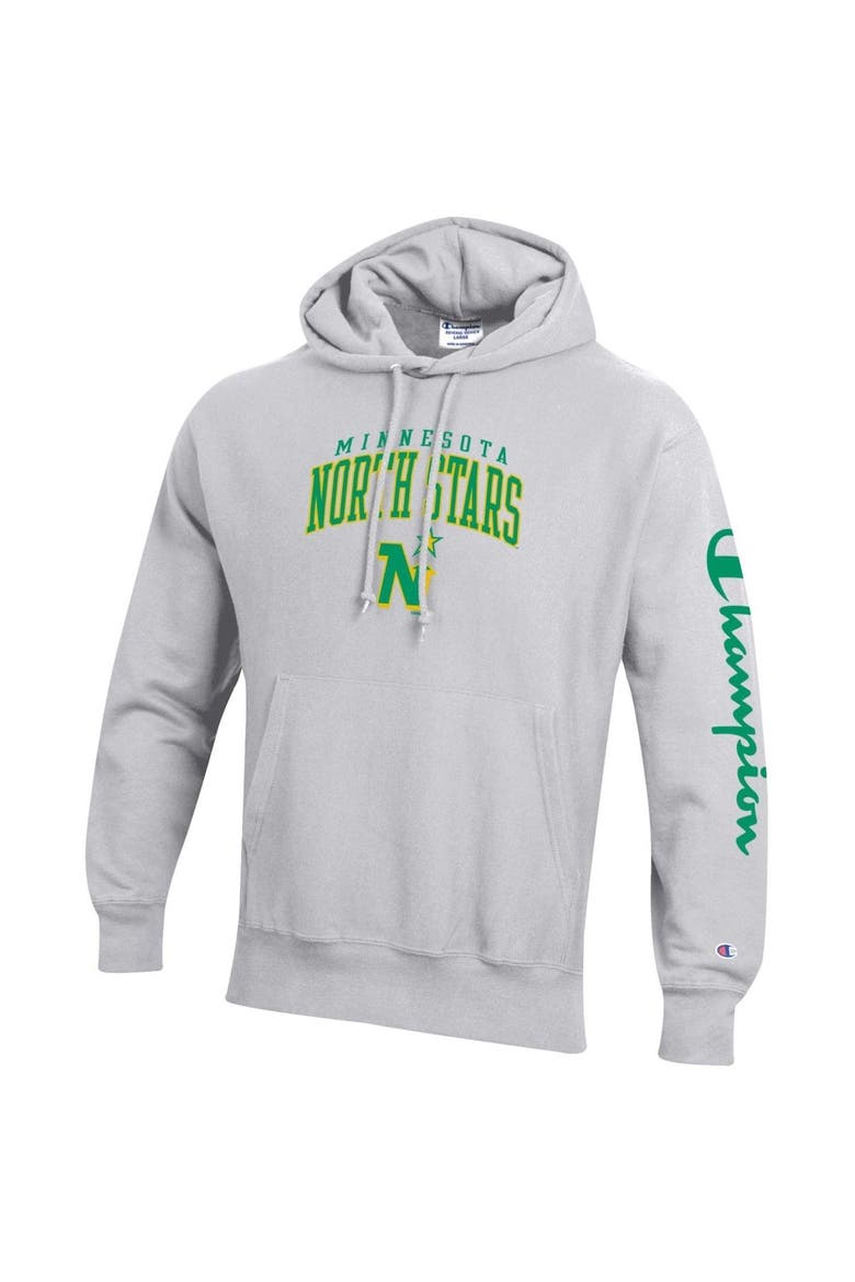 Men's Champion Heather Gray Minnesota North Stars Reverse Weave Pullover Hoodie, Alternate, color, Heather Gray