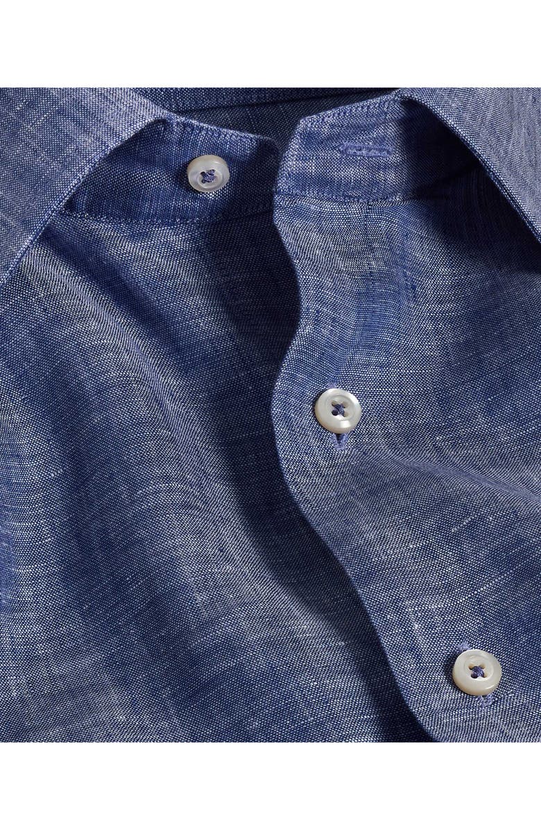 David Donahue Trim Fit Linen Dress Shirt, Alternate, color, 