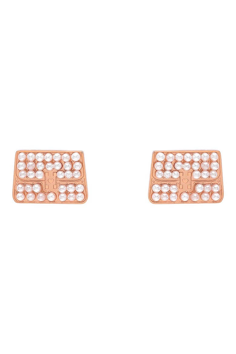 18k Rose Gold Plated Imitation Pearl Necklace & Earrings Set, Alternate, color, ROSE GOLD