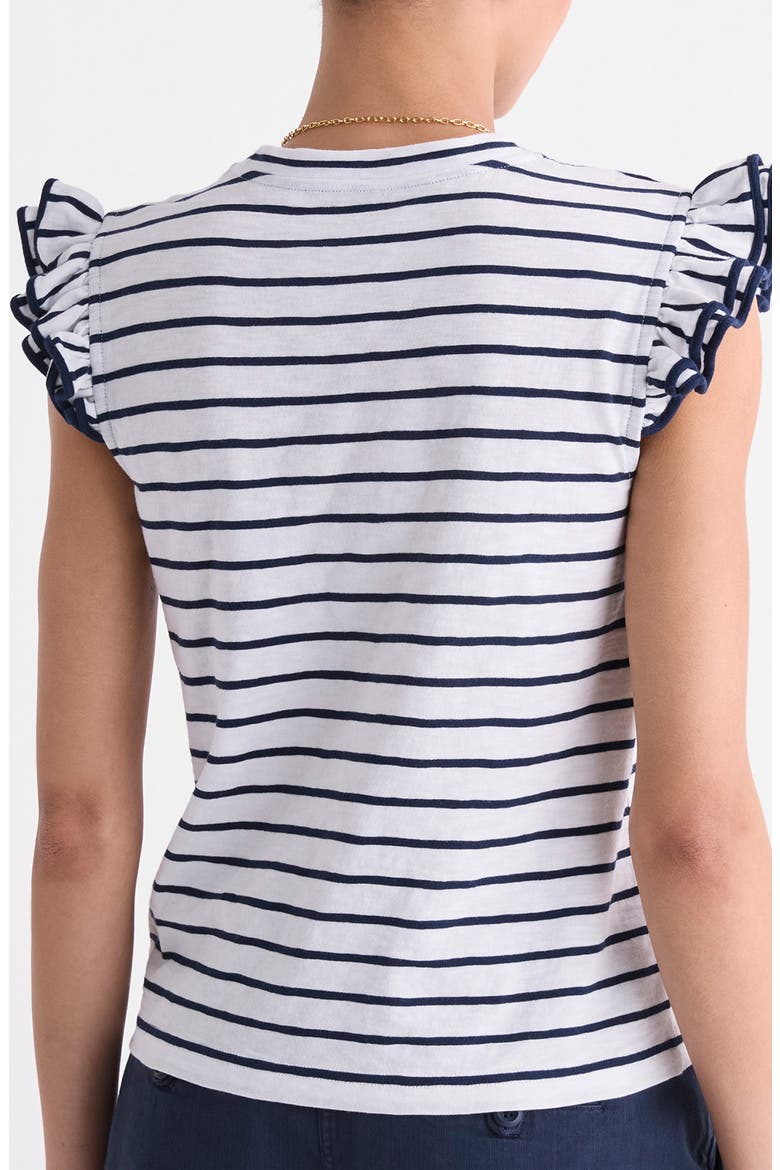Stripe Flutter Sleeve T-Shirt, Alternate, color, B.STRIPE- WHITE/ NAVY