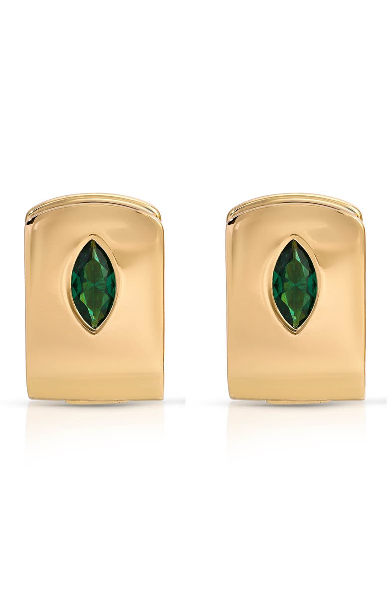 Ettika Marquise Stone Huggie Earrings, Alternate, color, Green