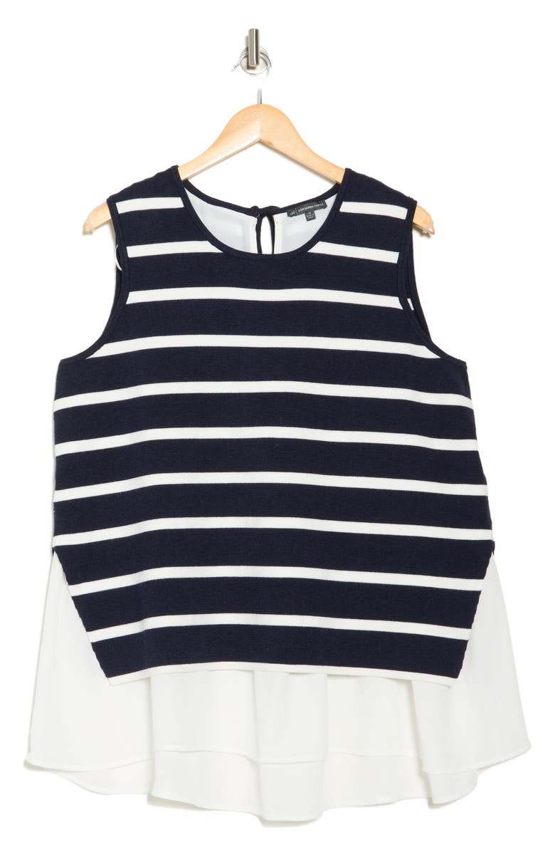 Adrianna Papell Stripe Twofer Sweater Vest, Alternate, color, Navy/Ivory