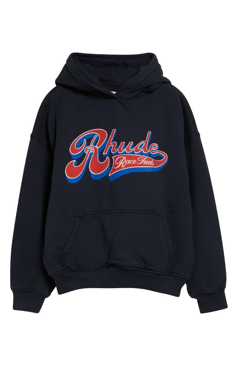 Rhude Pit Stop Hoodie, Main, color, Vintage Black / Red / Blue