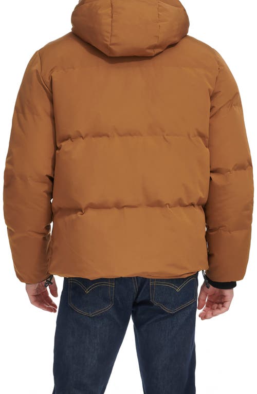 Levi's Water Resistant Hooded Quilted Puffer Jacket In Brown