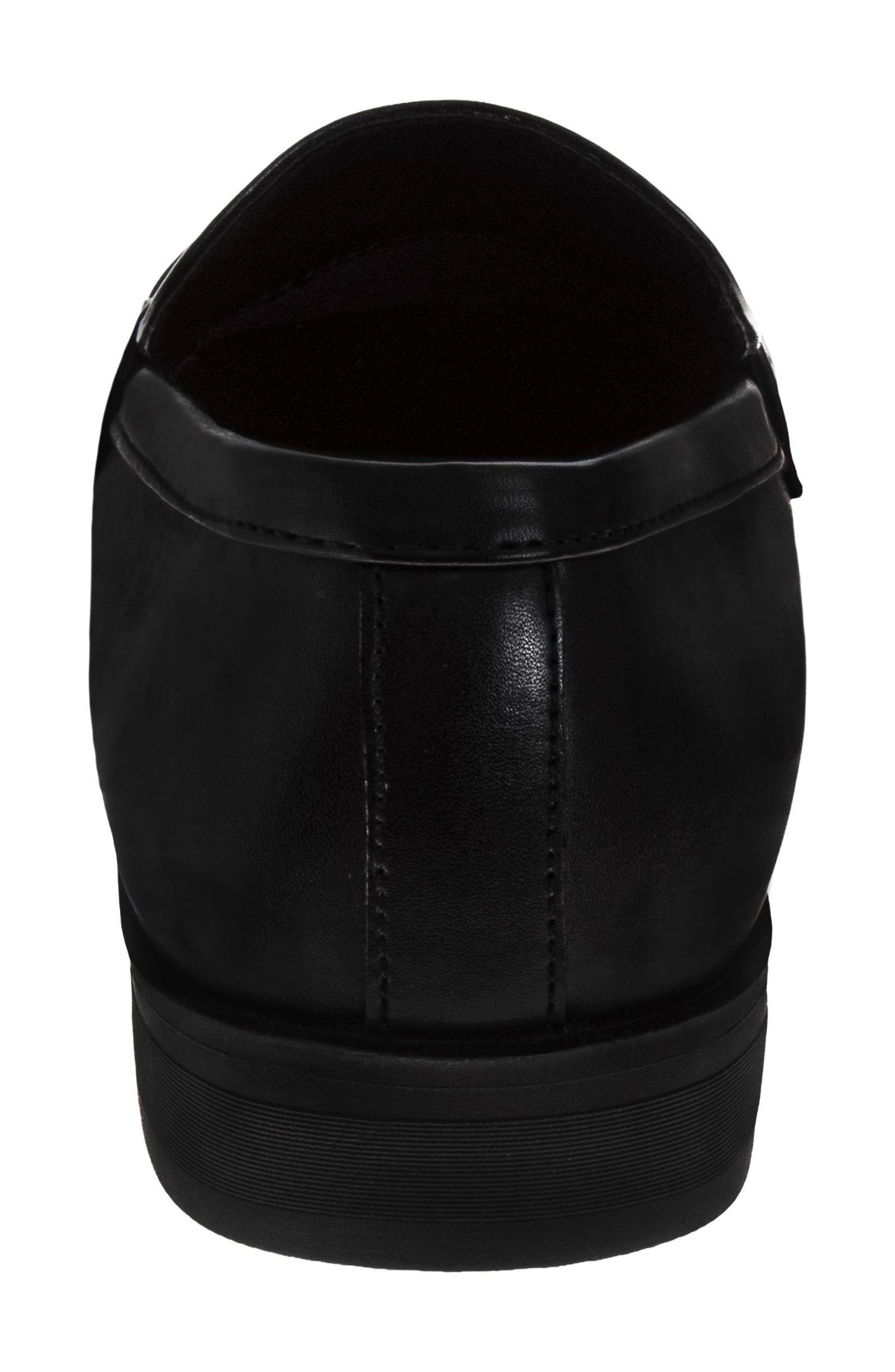 Faux Leather Bit Loafer, Alternate, color, BLACK