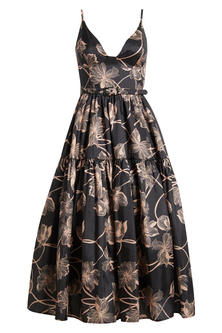 hutch belted tiered midi dress Belted Bustier Tiered Dress (Women)