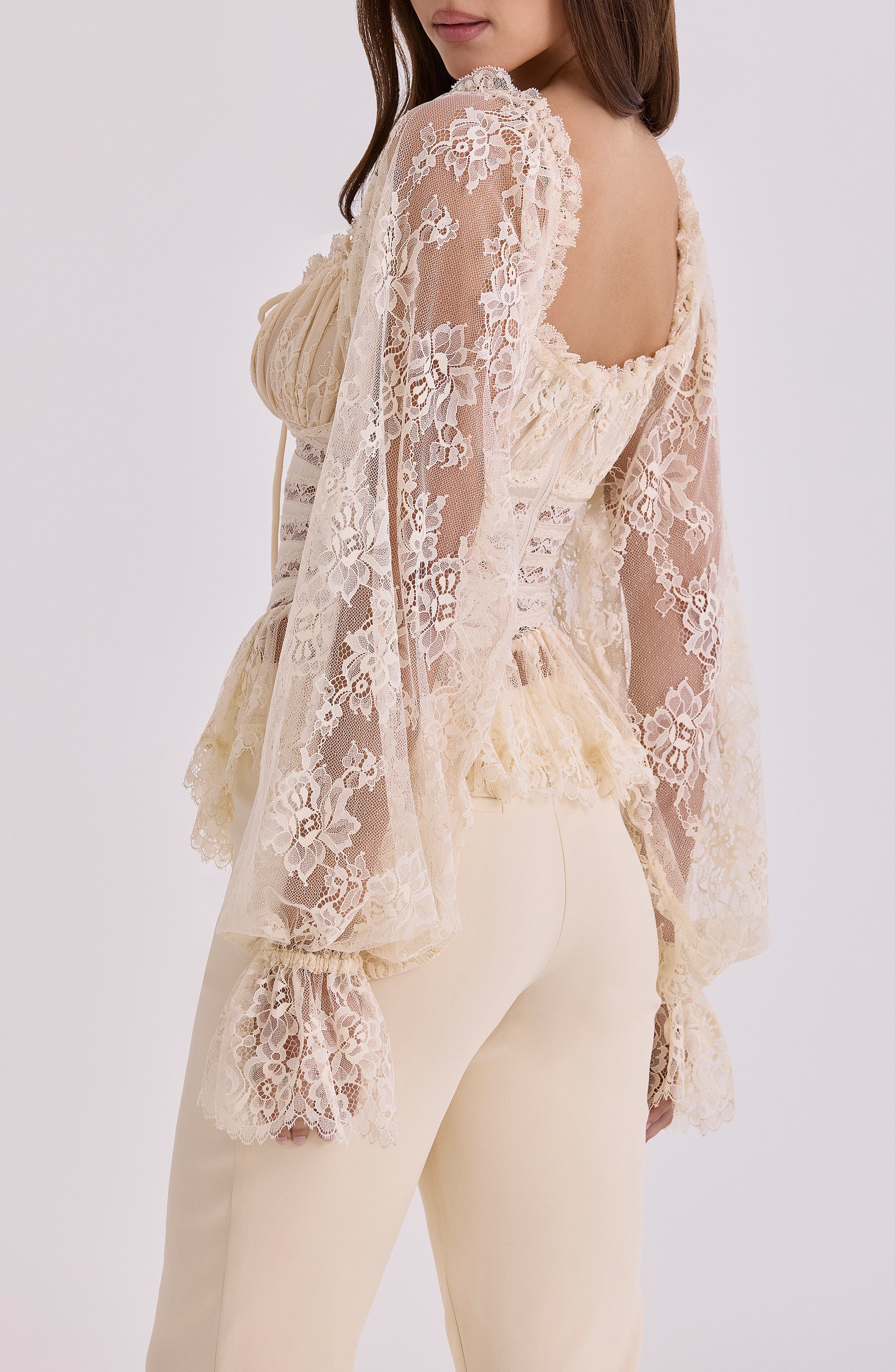 Cara Balloon Sleeve Crop Lace Top (Women) | Nordstrom