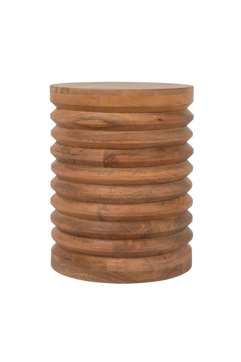 Round Ribbed Side Table, Alternate, color, Brown