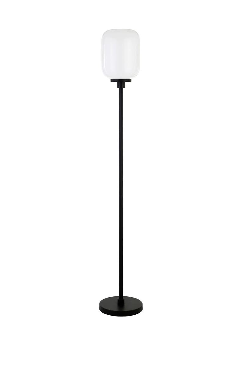 ADDISON AND LANE Agnolo Blackened Bronze Floor Lamp with White Milk Glass Shade, Main, color,