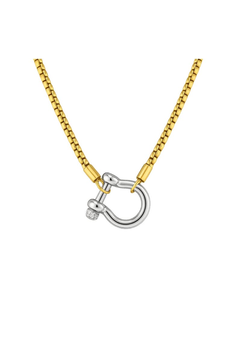 Lucky Lock Carabiner Necklace  Two-Tone Mixed Metal Horseshoe Pendant Chain, Alternate, color, Gold Necklace Silver Carabiner