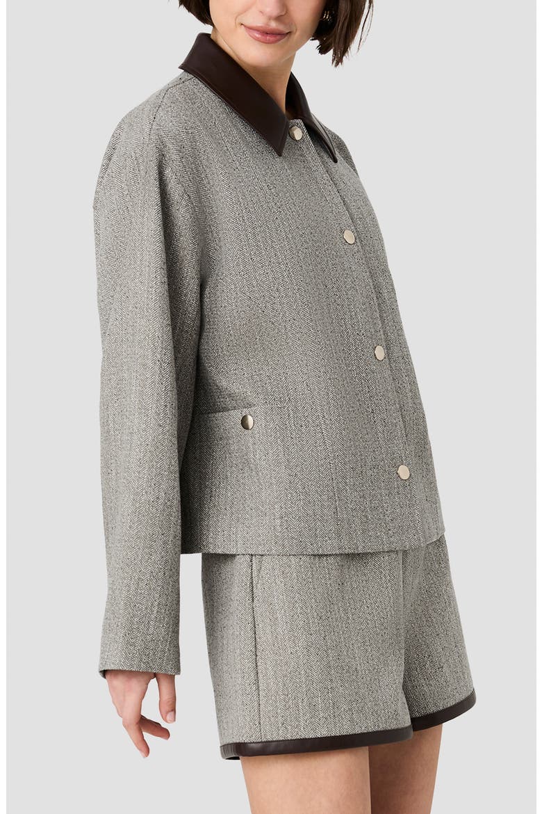 Herringbone Jacket with Contrast Collar, Alternate, color, SPECKLED HERRINGBONE