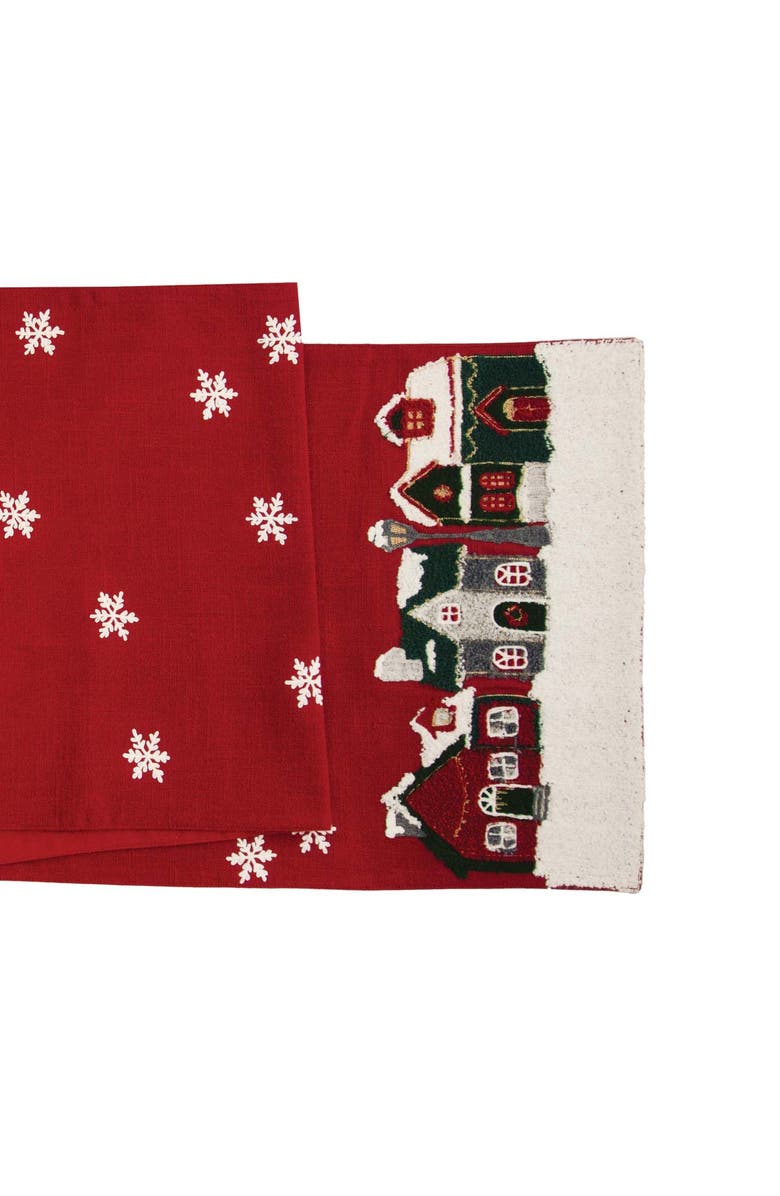 C&F Home Christmas Village Table Runner 14" x 72", Alternate, color, Red