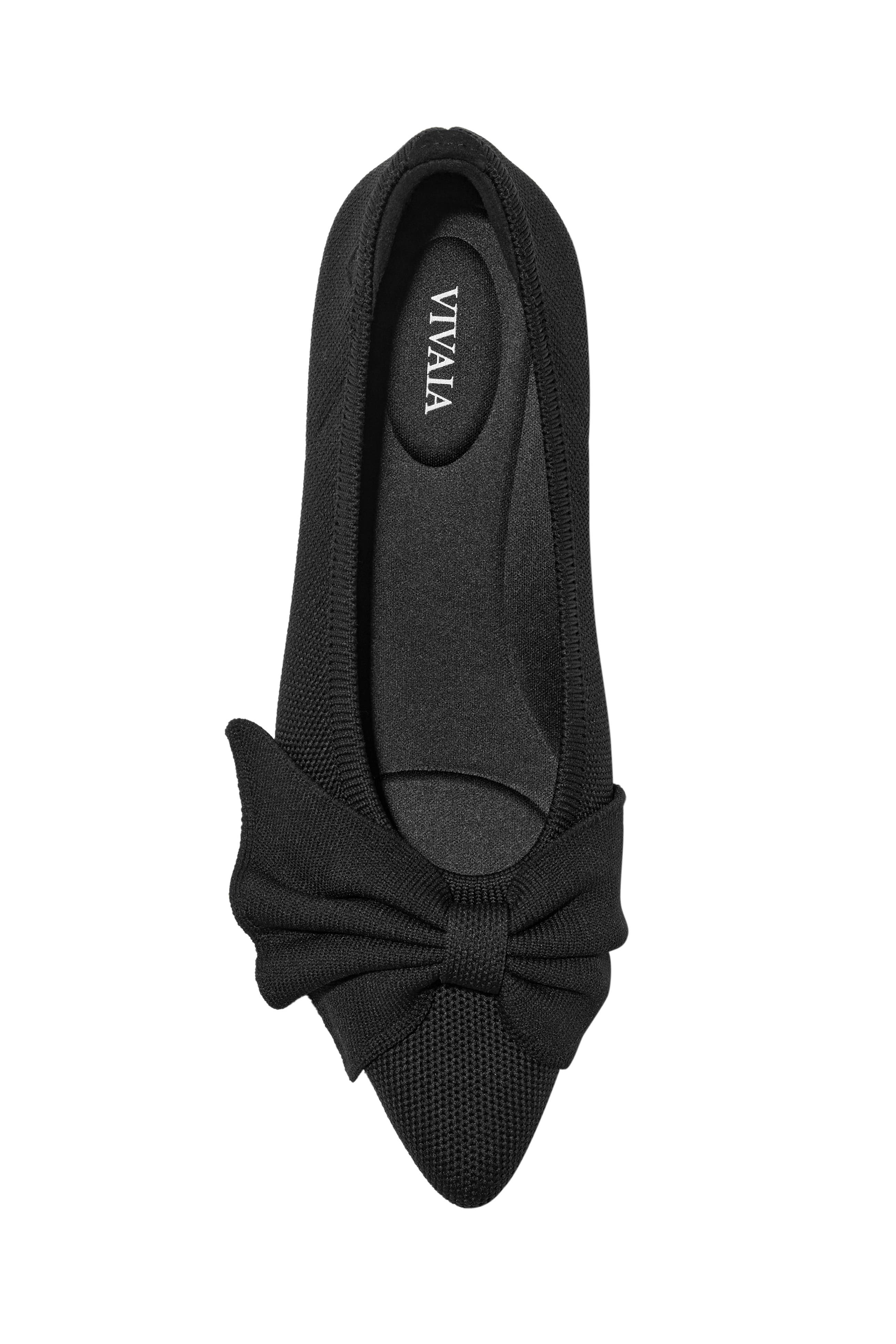 Azura Pointed-Toe Bow Flats, Alternate, color, Black
