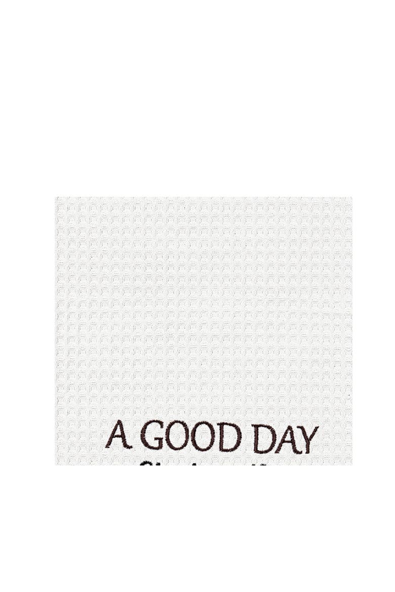 "Good Day Starts With Coffee" Waffle Weave Dishtowel, Alternate, color, Red