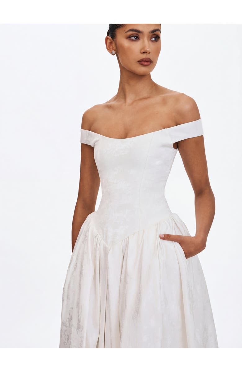 Miss Circle Tinsley Jacquard Bardot Wedding Gown, Alternate, color,
