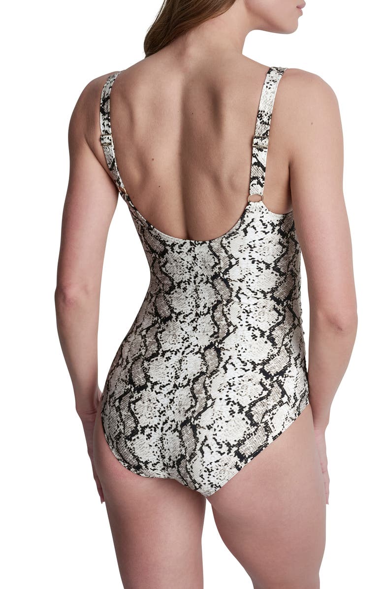 DKNY Twist Keyhole One-Piece Swimsuit, Alternate, color, Cobra Off