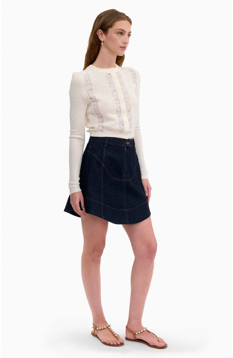 Rebecca Taylor Rhea Lace Knit Cardigan, Alternate, color, Ivory