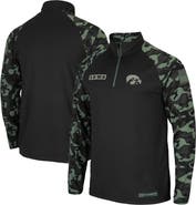 COLOSSEUM Men's Colosseum Black Iowa Hawkeyes OHT Military Appreciation Take Flight Raglan Quarter-Zip Jacket