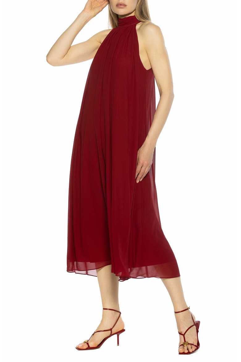 Suri Mock Neck Sleeveless Chiffon Midi Dress, Alternate, color, RED