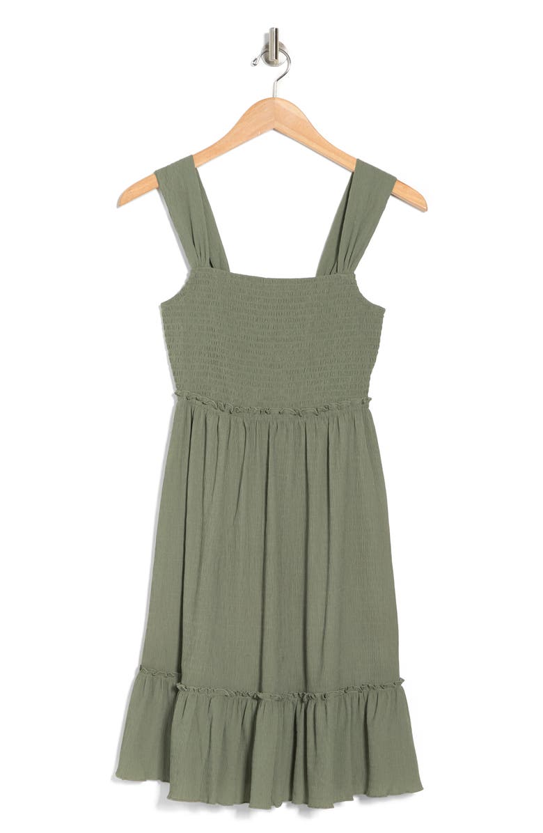 Lovestitch Smocked Minidress, Alternate, color, Olive