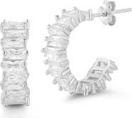 GLAZE JEWELRY Baguette Cubic Zirconia Hoop Earrings