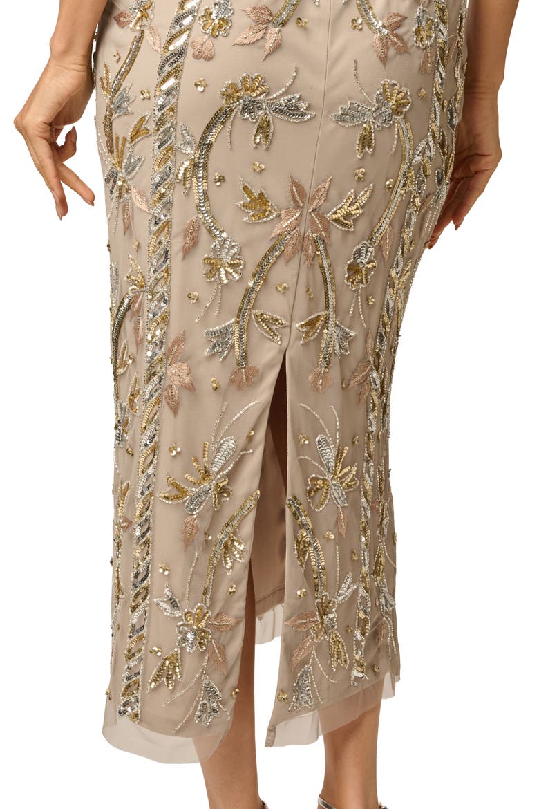 Embellished Flutter Sleeve Cocktail Dress, Alternate, color, PLATINUM