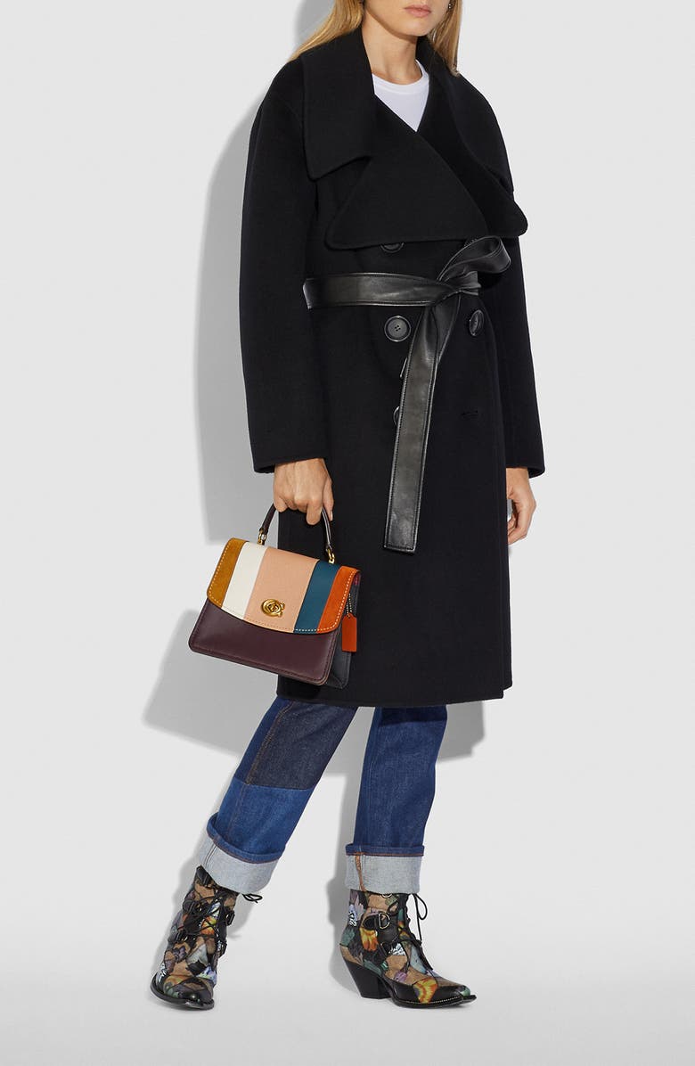 COACH Parker Colorblock Stripe Leather Shoulder Bag, Alternate, color,