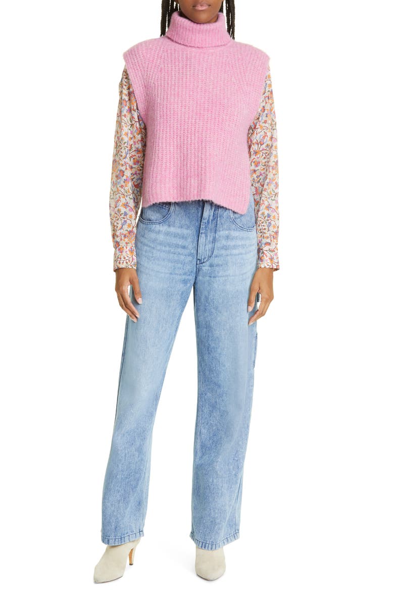 Isabel Marant Étoile Bymara High Waist Straight Leg Jeans, Alternate, color, Light Blue