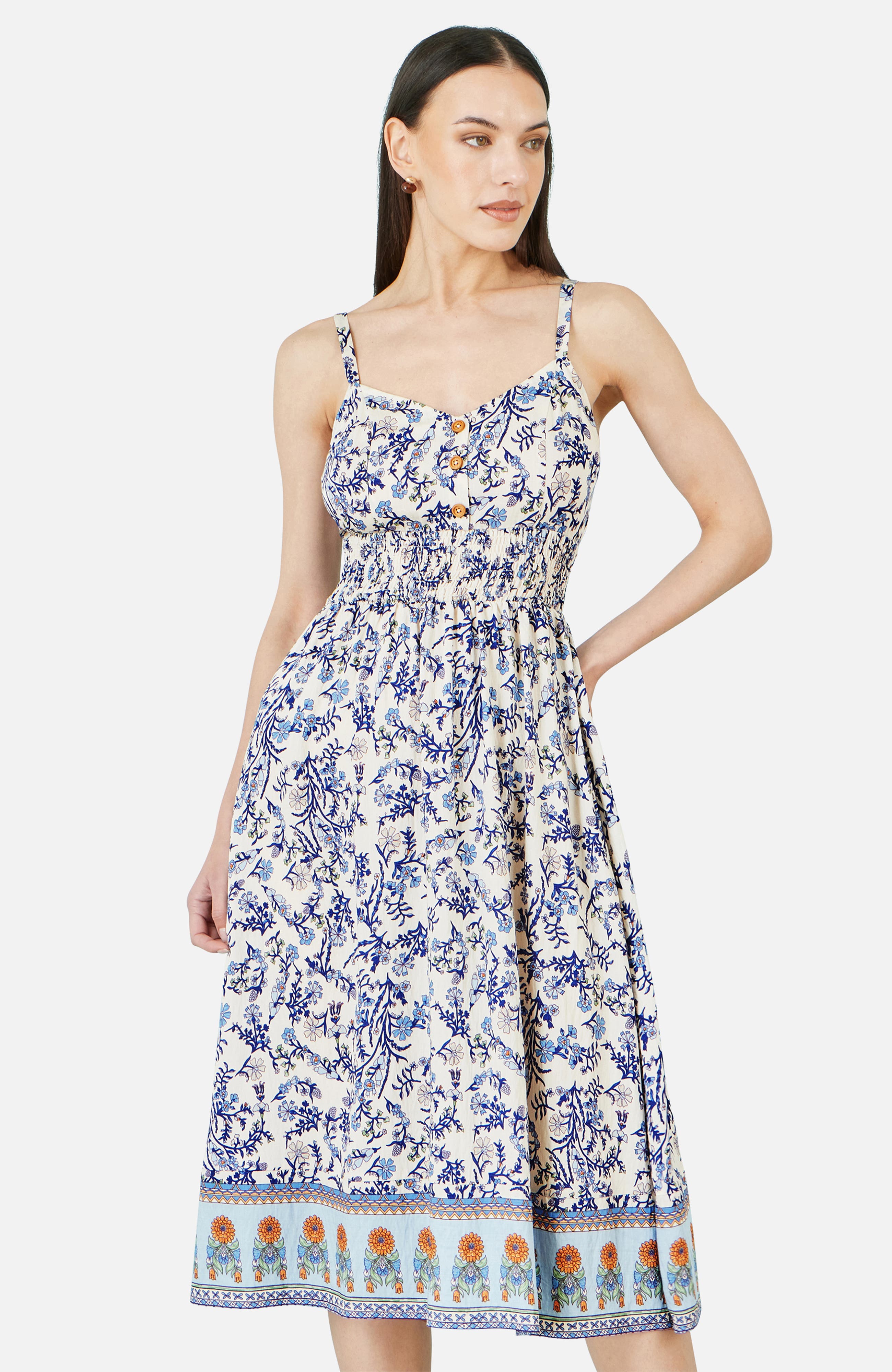Floral Border Print Midi Sun Dress - image 2
