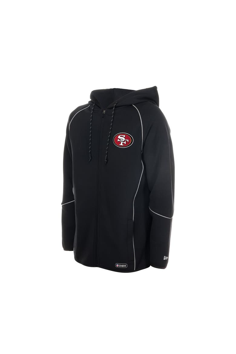 Men's New Era  Black San Francisco 49ers Combine Authentic Raglan Full-Zip Hoodie, Alternate, color, Black