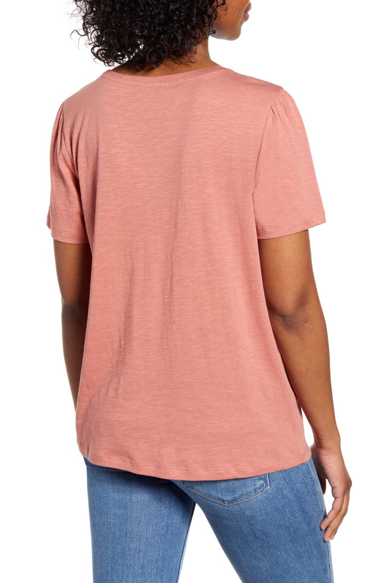 Embroidered Yoke Tee, Alternate, color, PINK CANYON