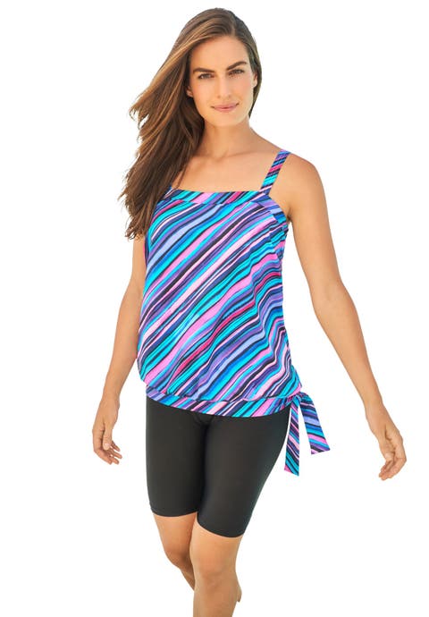 Blouson Tankini Top with Adjustable Straps