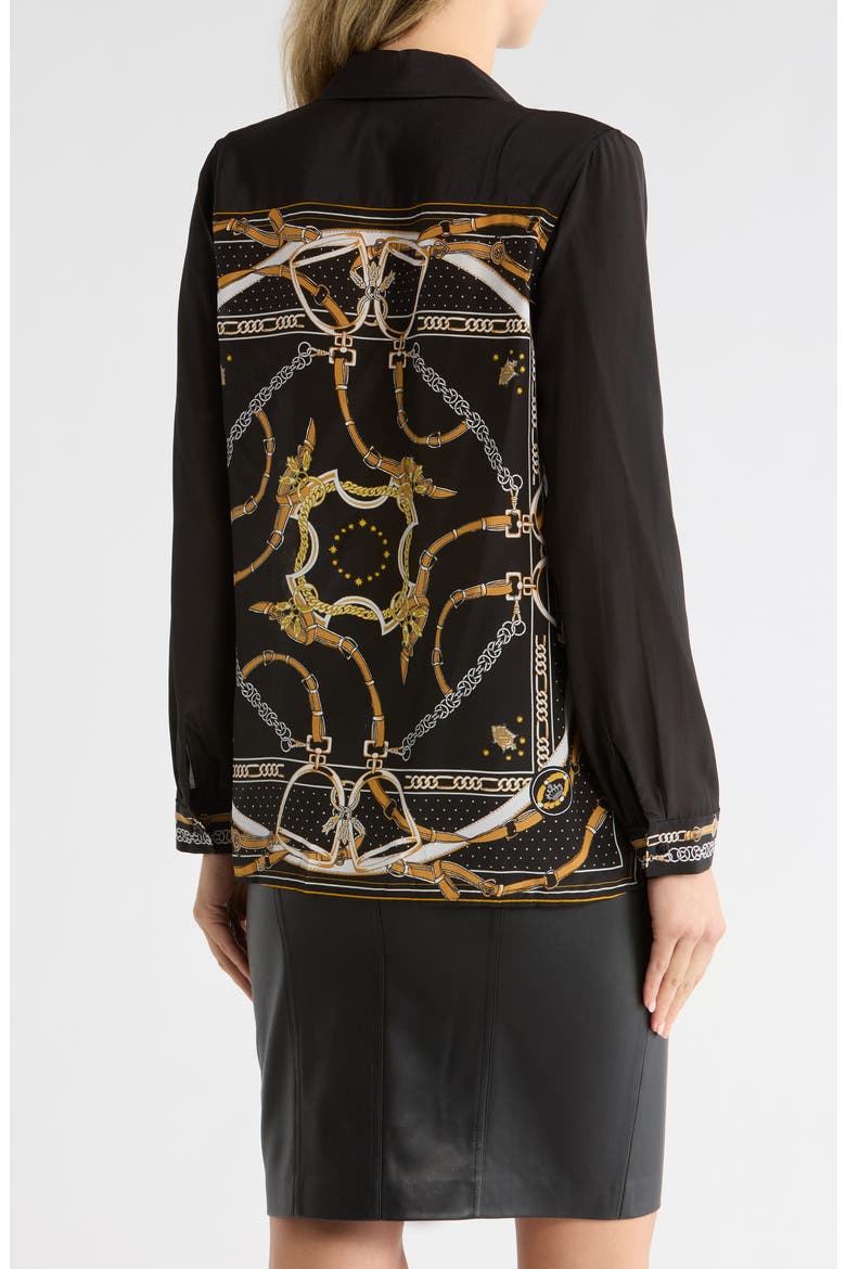 Gio Silk Top, Alternate, color, BLACK/ CAMEL BUCKLE SCARF