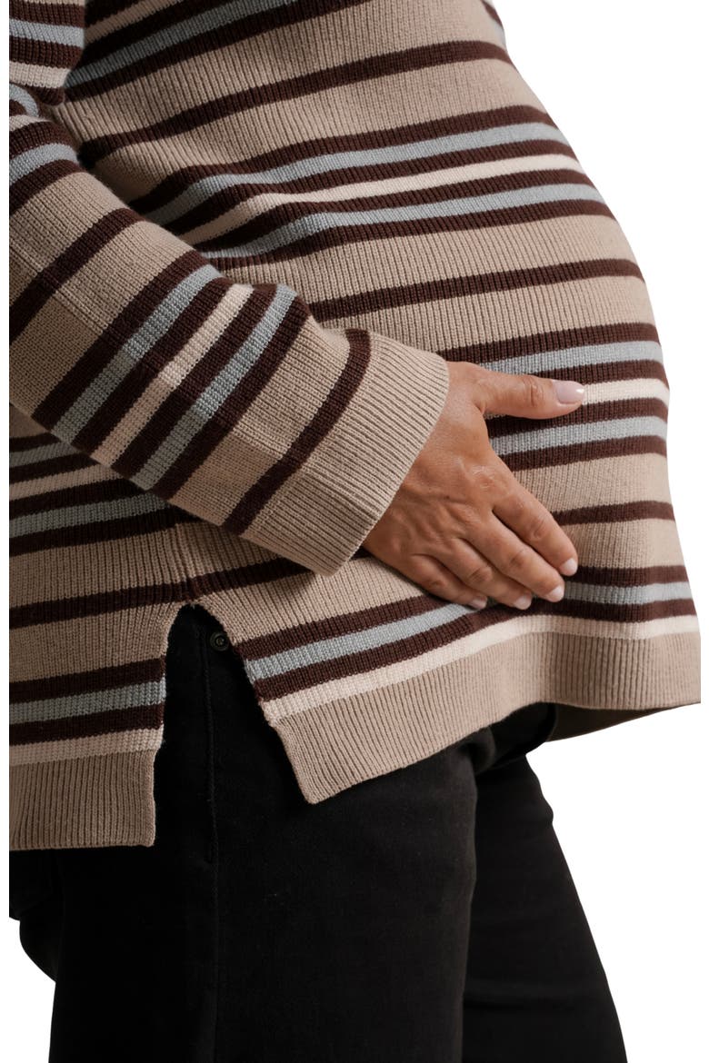 Blaire Maternity Half-Zip Sweater, Alternate, color, Ice Stripe