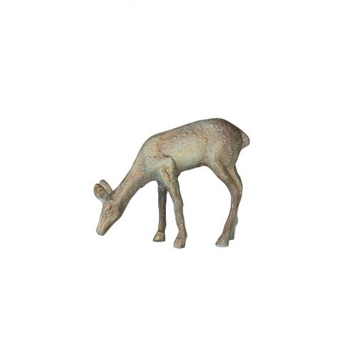 Cast Aluminum Deer, Gold Verdigris Finish