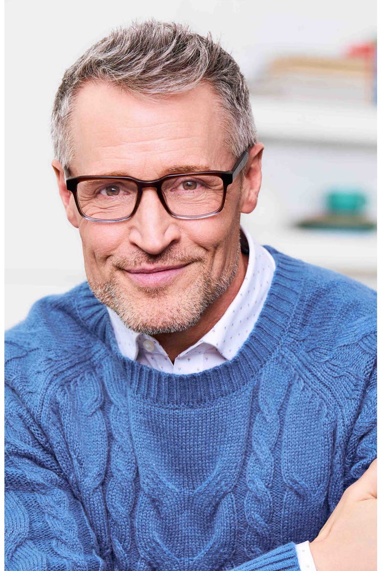 Seymour 52mm Rectangular Reading Glasses, Alternate, color, MAHOGANY TO FOG GREY CRYSTAL
