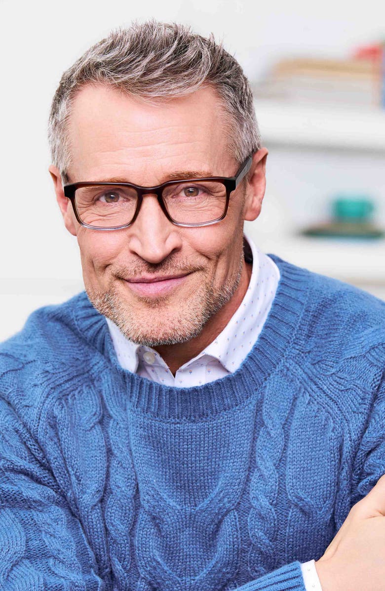 eyebobs Seymour 52mm Rectangular Reading Glasses, Alternate, color, Mahogany To Fog Grey Crystal