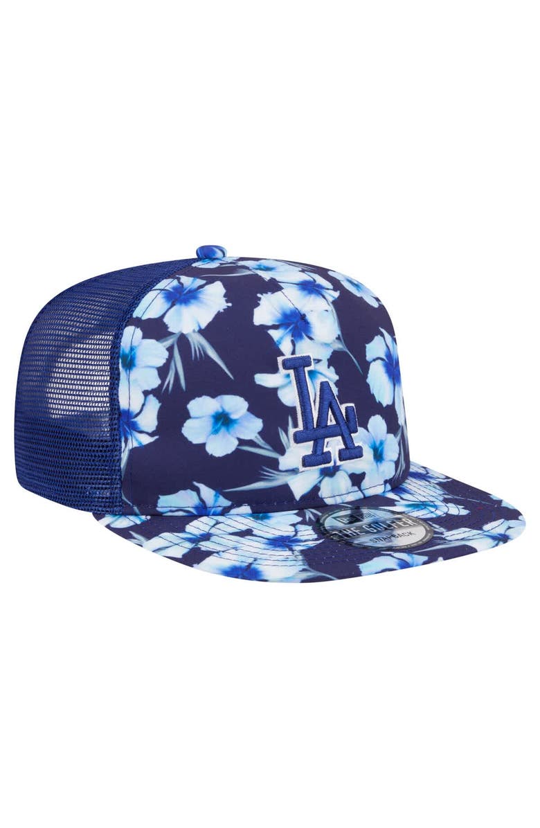 New Era Men's New Era Royal Los Angeles Dodgers Adventure Pattern Golfer Trucker Snapback Hat, Alternate, color,