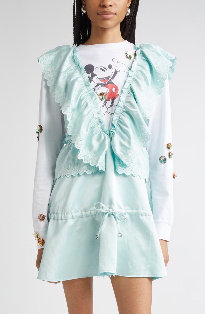 Coperni Twisted Princess Satin Minidress, Main, color, Green