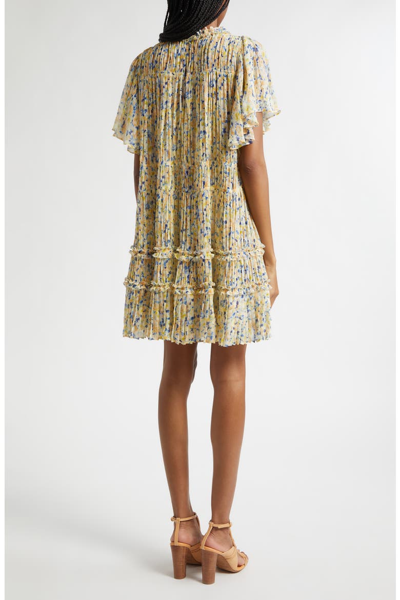 Ryla Floral Silk Shift Dress, Alternate, color, DAFFODIL