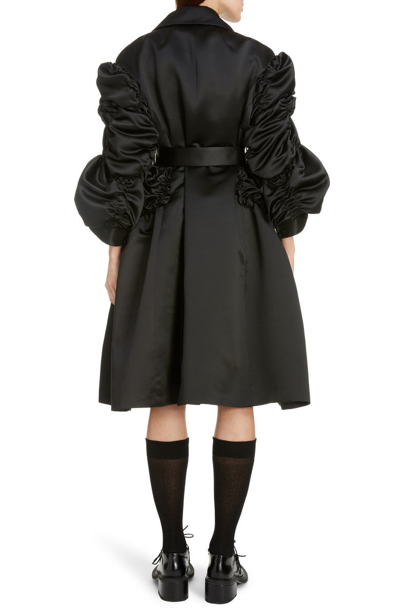 Simone Rocha Belted Shirred Satin Coat, Alternate, color,