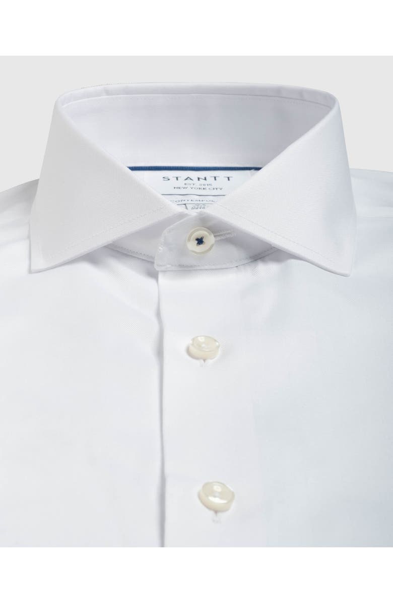 Stantt Contemporary Fit Wrinkle Resistant Cotton Herringbone Dress Shirt, Alternate, color, 