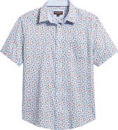 Johnston & Murphy Logan Cocktail Print Short Sleeve Cotton Blend Button-Up Shir