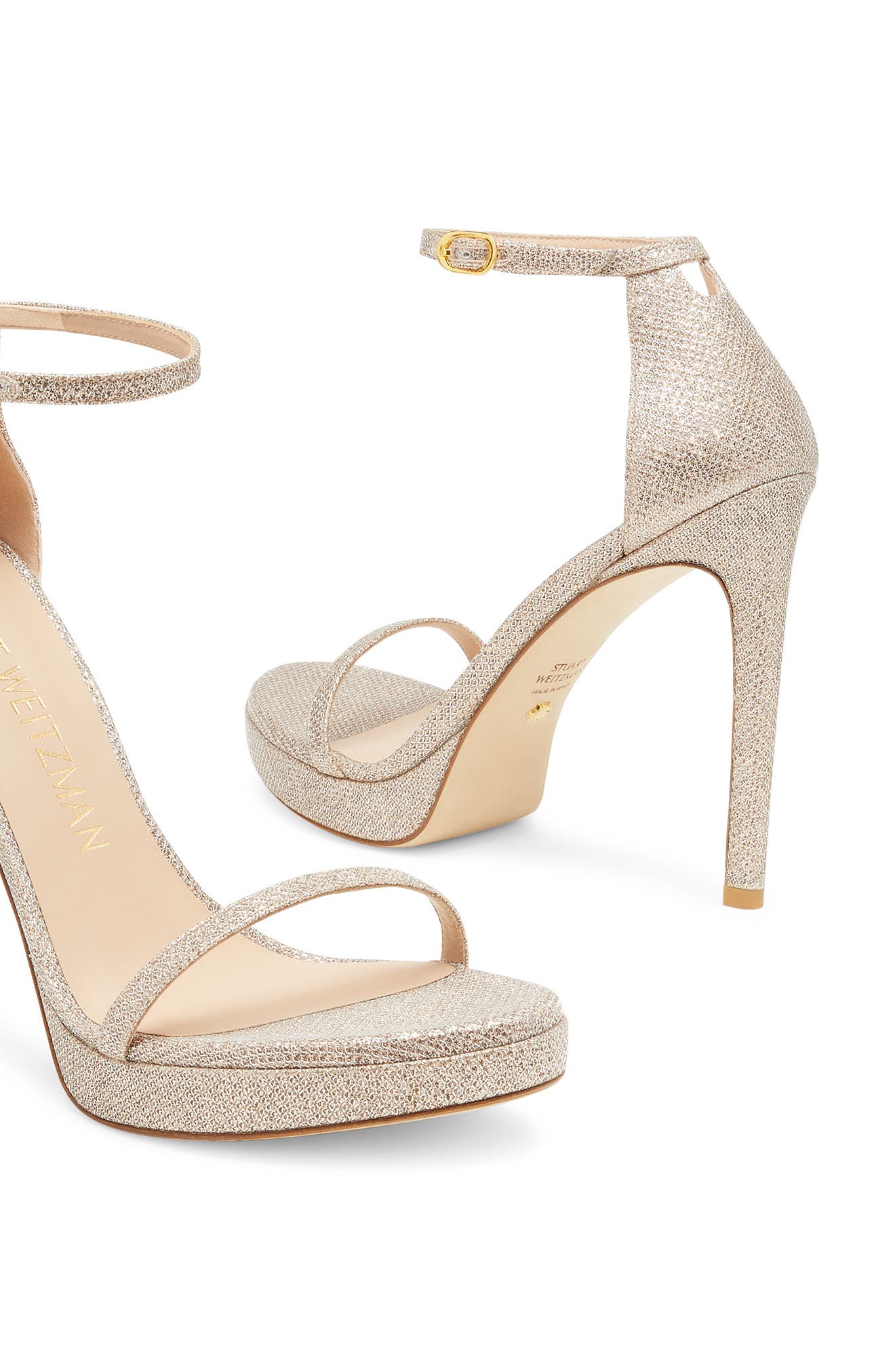 Stuart Weitzman Nudist Disco Patent Leather Sandal, Alternate, color, 