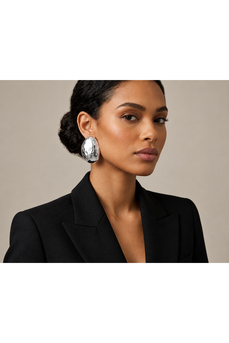 Haisley Dome Oval Earrings, Alternate, color, Silver