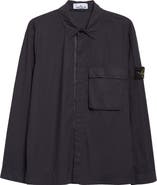 Stone Island Compass Patch Stretch Cotton Canvas Overshirt
