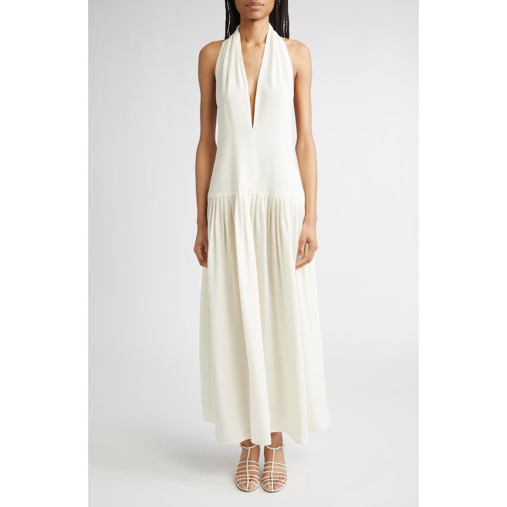 Proenza Schouler Tala Drop Waist Halter Georgette Maxi Dress