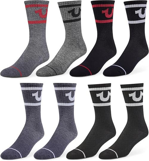 True Religion 8 Pairs Premium Athletic Crew Socks In Multi